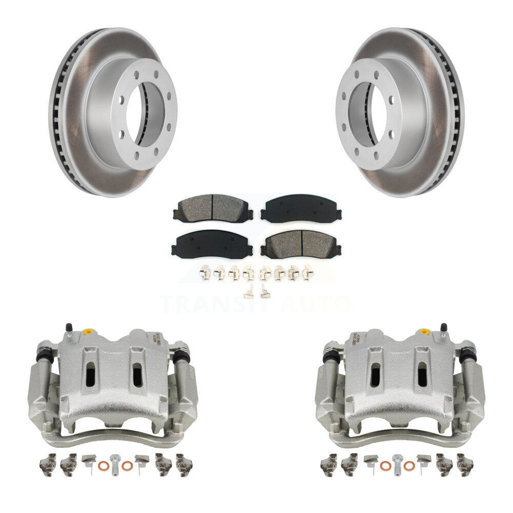Front Brake Caliper Coat Rotor Semi-Metallic Pad Kit For Ford F-250 Super Duty F-350 4WD KCG-100618S