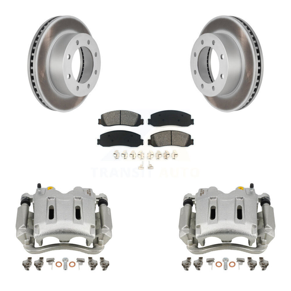 Front Brake Caliper Coat Rotor Semi-Metallic Pad Kit For Ford F-250 Super Duty F-350 4WD KCG-100618S
