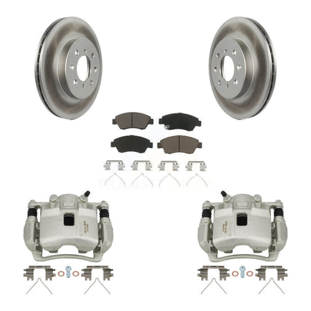 Front Disc Brake Caliper Coated Rotors And Ceramic Pads Kit For 2007-2008 Honda Fit KCG-100619C