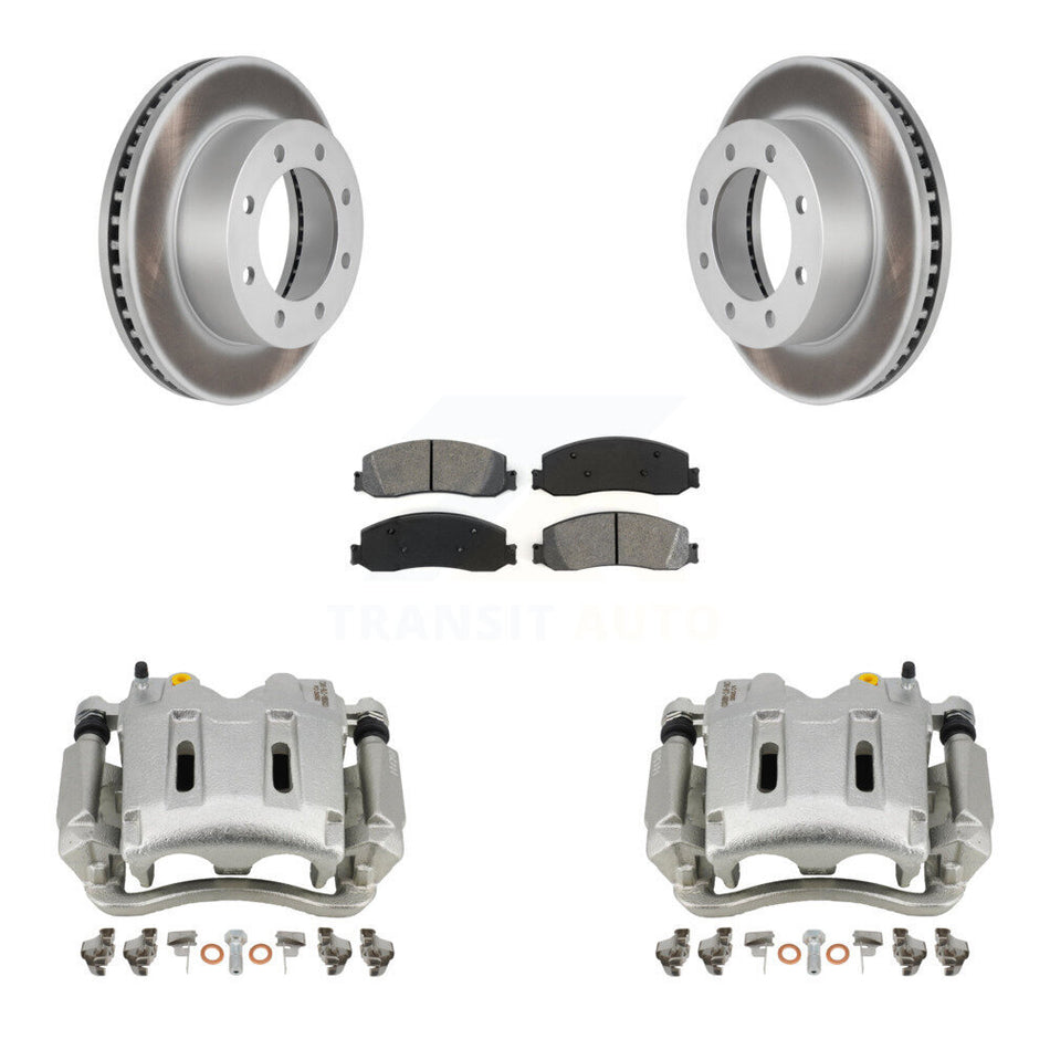 Front Brake Caliper Coat Rotor Semi-Metallic Pad Kit For Ford F-350 Super Duty F-250 4WD KCG-100619S