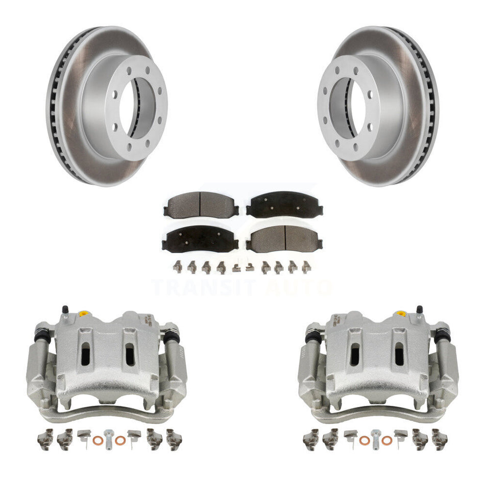 Front Brake Caliper Coat Rotor Semi-Metallic Pad Kit For Ford F-250 Super Duty F-350 4WD KCG-100620P