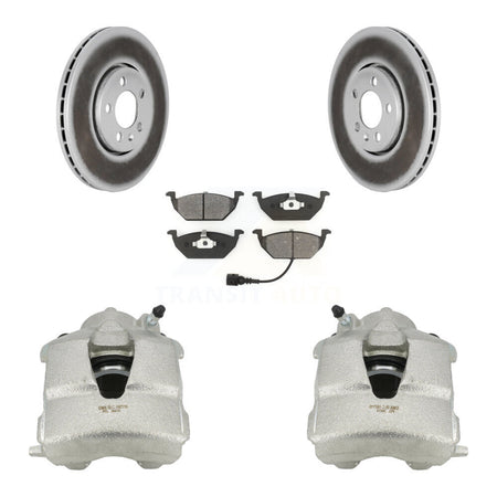 Front Brake Caliper Coat Rotors Semi-Metallic Pad Kit For 2000-2001 Volkswagen Golf 2.0L KCG-100621S