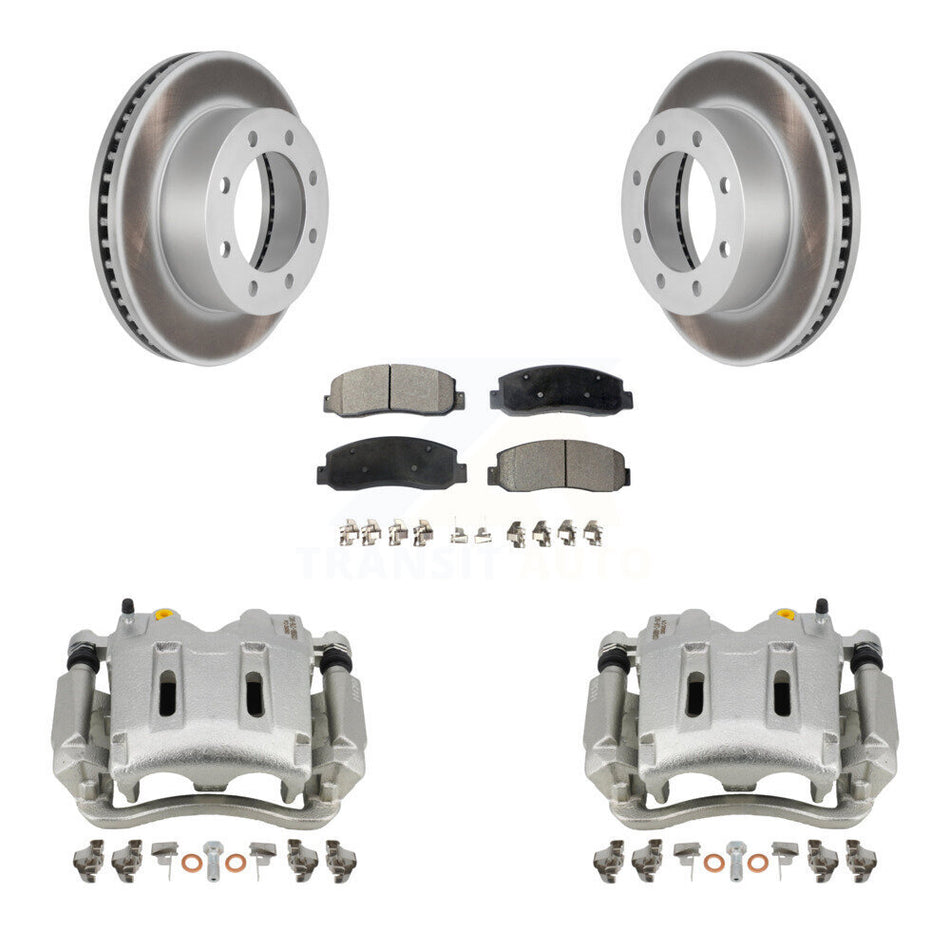 Front Brake Caliper Coat Rotor And Semi-Metallic Pad Kit For Ford F-250 Super Duty F-350 KCG-100622P