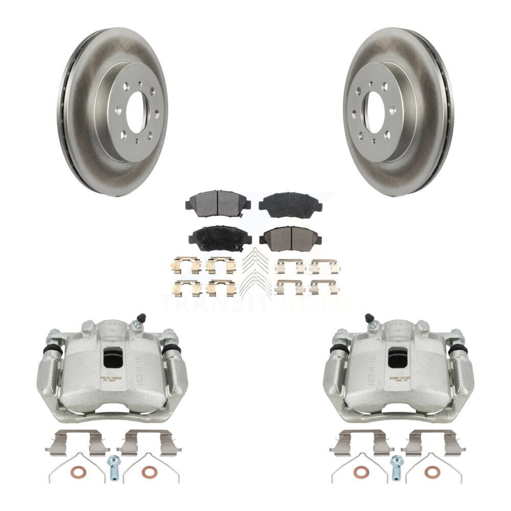 Front Disc Brake Caliper Coated Rotors And Ceramic Pads Kit For Honda Fit KCG-100622T