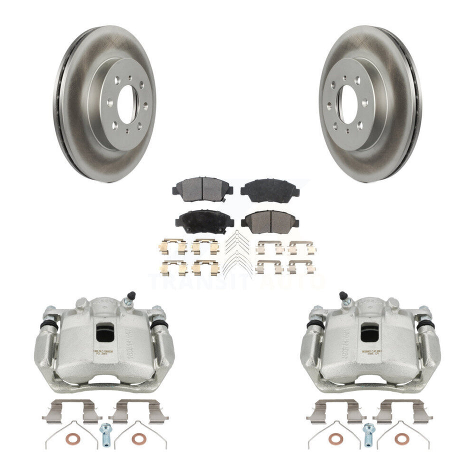 Front Disc Brake Caliper Coated Rotors And Ceramic Pads Kit For Honda Fit KCG-100622T