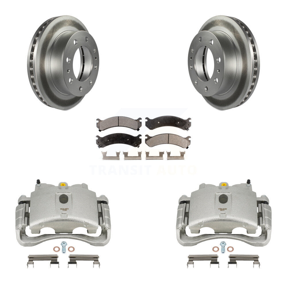 Front Brake Caliper Coat Rotor Semi-Metallic Pad Kit For GMC Chevrolet Sierra 2500 HD H2 KCG-100624P