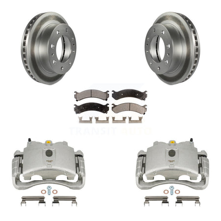 Front Brake Caliper Coat Rotor Semi-Metallic Pad Kit For GMC Chevrolet Sierra 2500 HD H2 KCG-100624P