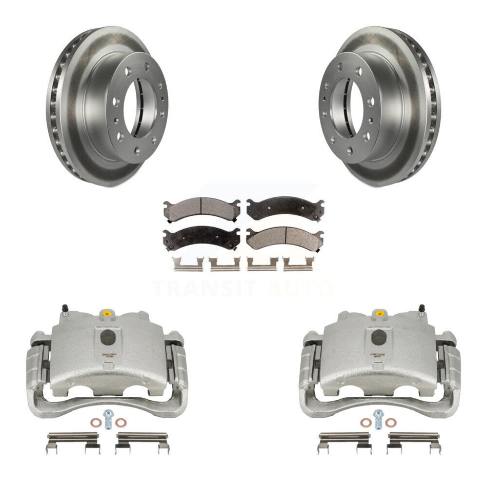 Front Brake Caliper Coat Rotor Semi-Metallic Pad Kit For GMC Chevrolet Sierra 2500 HD H2 KCG-100624P