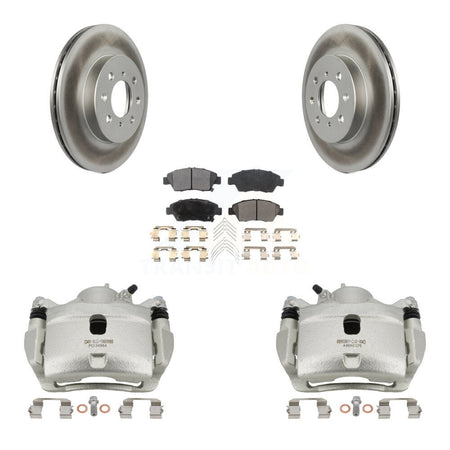 Front Disc Brake Caliper Coated Rotor And Ceramic Pad Kit For 2014 Honda Fit LX Sport DX KCG-100624T