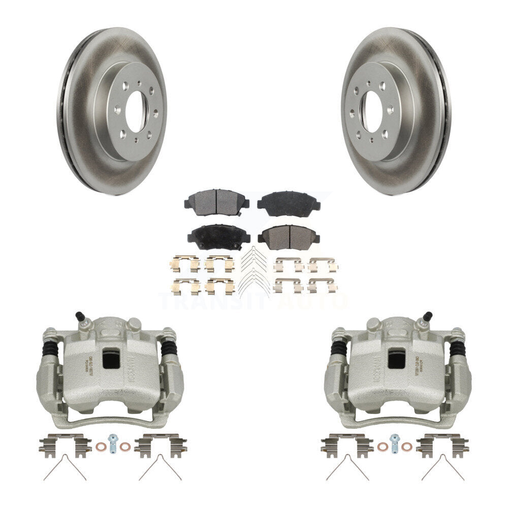 Front Disc Brake Caliper Coated Rotors And Ceramic Pads Kit For Honda Civic KCG-100625T