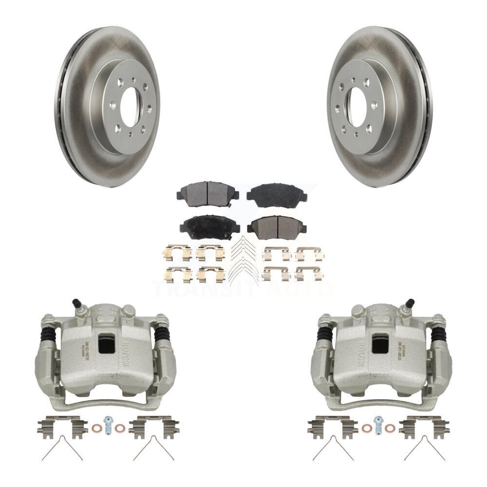 Front Disc Brake Caliper Coated Rotors And Ceramic Pads Kit For Honda Civic KCG-100625T