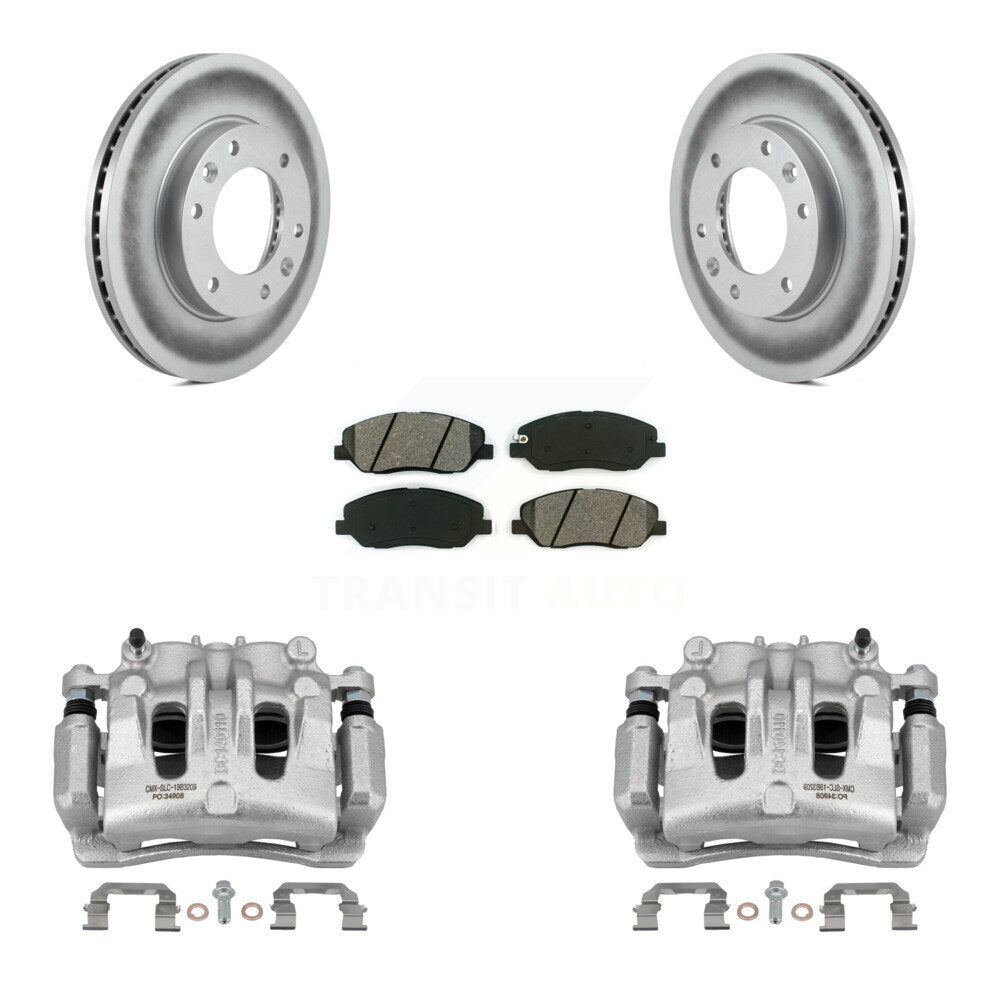 Front Brake Caliper Coat Rotors & Semi-Metallic Pad Kit For Kia Sedona Hyundai Entourage KCG-100627S