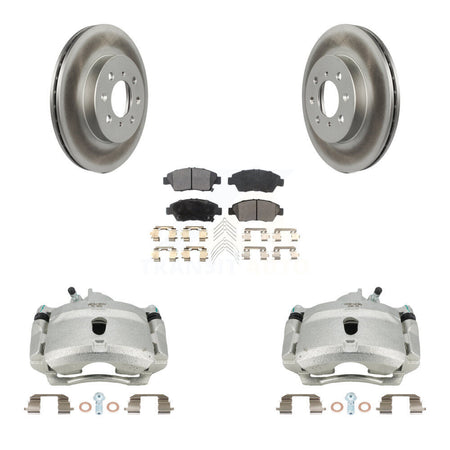 Front Brake Caliper Coat Rotor & Ceramic Pad Kit For 04-05 Honda Civic With 4 Lug Wheels KCG-100627T