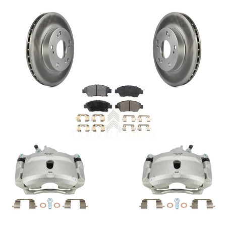 Front Brake Caliper Coat Rotor & Ceramic Pad Kit For 04-05 Honda Civic With 5 Lug Wheels KCG-100629T