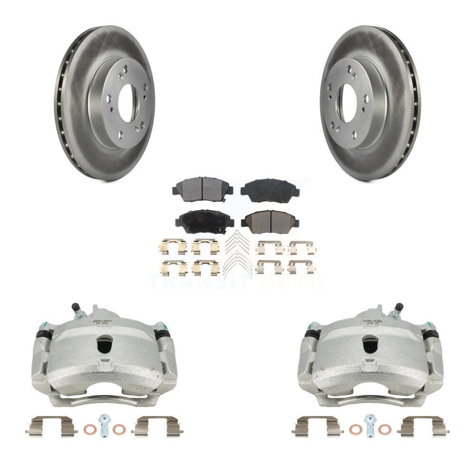 Front Brake Caliper Coat Rotor & Ceramic Pad Kit For 04-05 Honda Civic With 5 Lug Wheels KCG-100629T