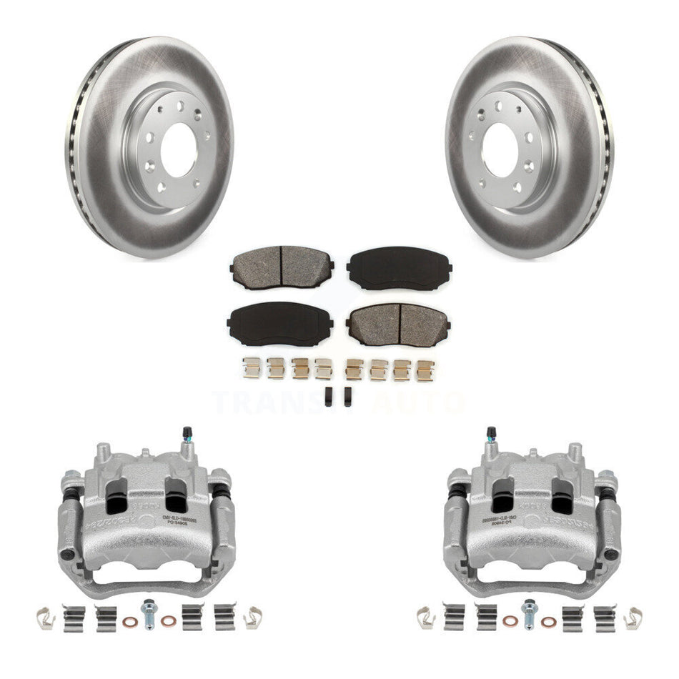 Front Disc Brake Caliper Coated Rotor And Semi-Metallic Pad Kit For Mazda CX-7 Ford Edge KCG-100630S