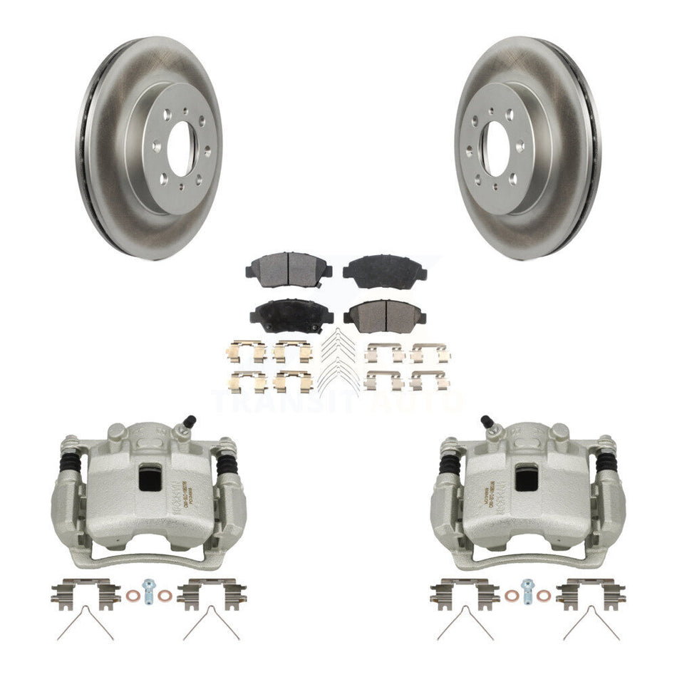 Front Disc Brake Caliper Coated Rotors And Ceramic Pads Kit For 2007-2008 Honda Fit KCG-100630T