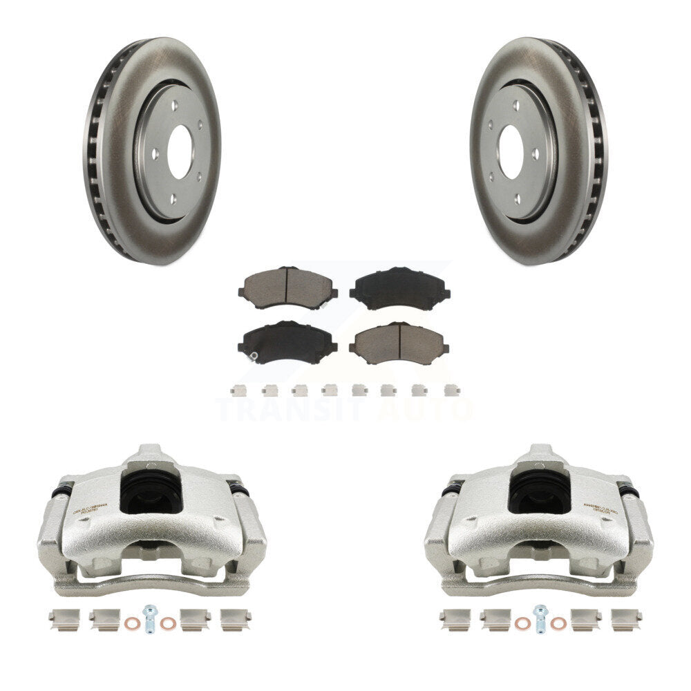 Front Disc Brake Caliper Coated Rotors And Ceramic Pads Kit For 2009-2011 Dodge Journey KCG-100631C