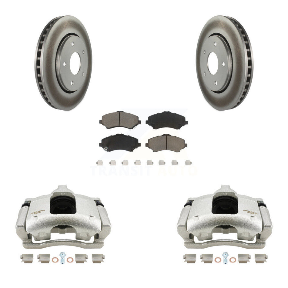 Front Disc Brake Caliper Coated Rotors And Ceramic Pads Kit For 2009-2011 Dodge Journey KCG-100631C
