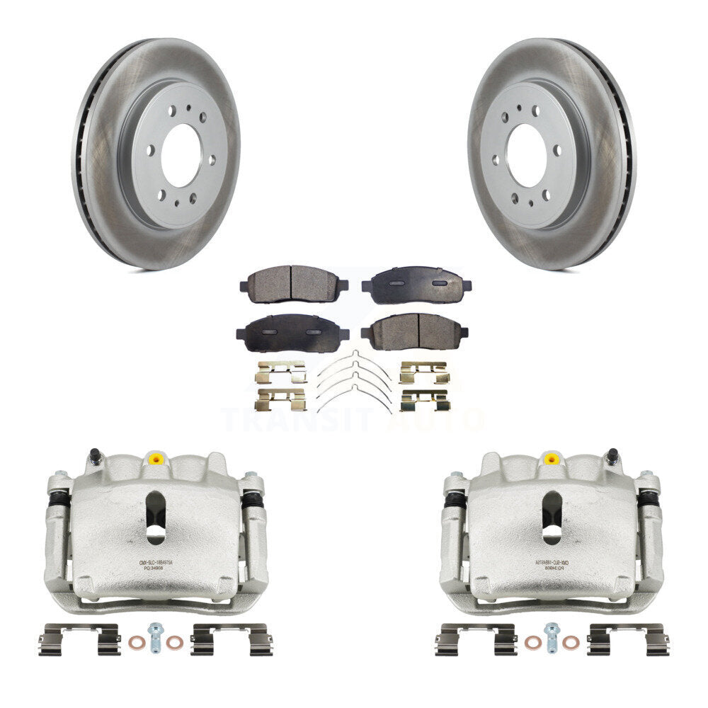 Front Brake Caliper Coat Rotor And Ceramic Pad Kit For 2009 Ford F-150 With 6 Lug Wheels KCG-100631T