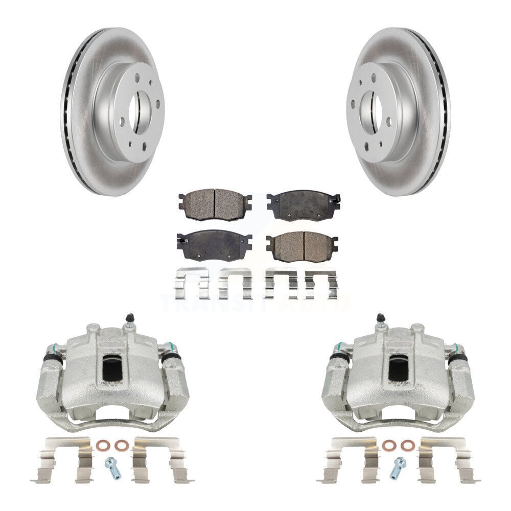 Front Brake Caliper Coat Rotor & Semi-Metallic Pad Kit For 2006 Hyundai Accent Hatchback KCG-100632P