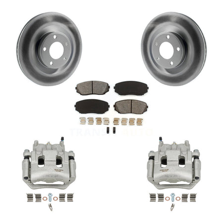 Front Disc Brake Caliper Coat Rotors And Semi-Metallic Pad Kit For Ford Edge Lincoln MKX KCG-100632S