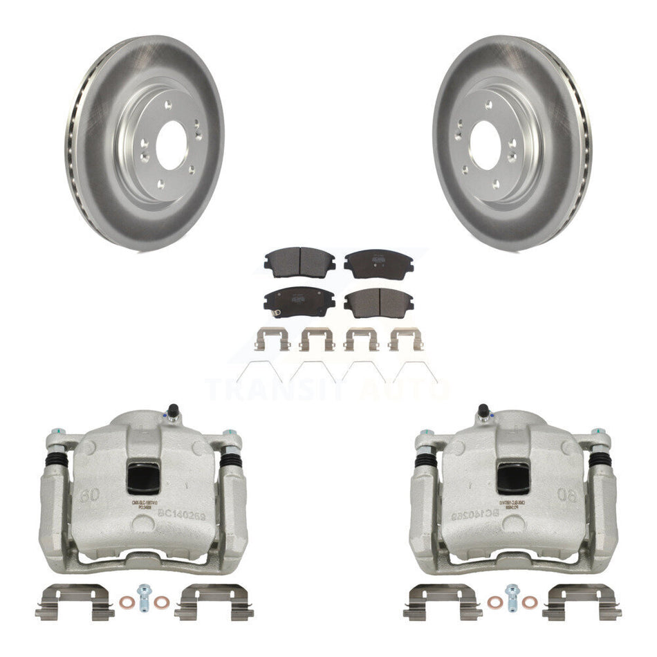 Front Brake Caliper Coat Rotor And Semi-Metallic Pad Kit For Hyundai Tucson Kia Sportage KCG-100633P