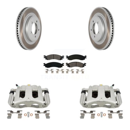 Front Disc Brake Caliper Coat Rotor & Semi-Metallic Pad Kit For Ford Explorer Sport Trac KCG-100635S