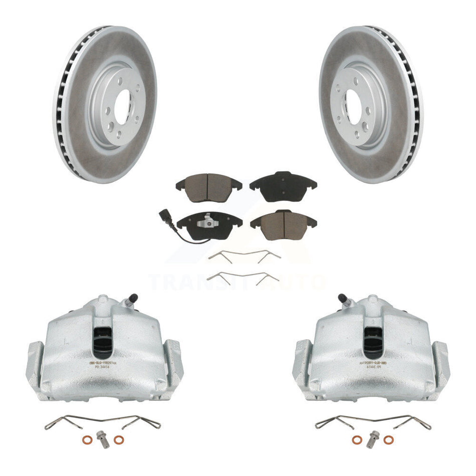 Front Disc Brake Caliper Coated Rotors And Ceramic Pads Kit For Volkswagen CC KCG-100636C