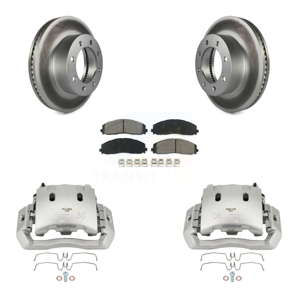 Front Disc Brake Caliper Coat Rotors And Semi-Metallic Pad Kit For Ford F-450 Super Duty KCG-100636S