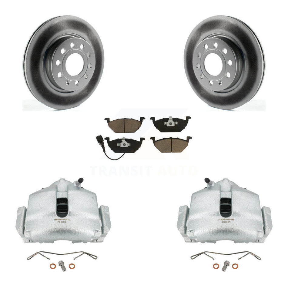 Front Disc Brake Caliper Coated Rotors And Ceramic Pads Kit For Volkswagen Jetta KCG-100637C