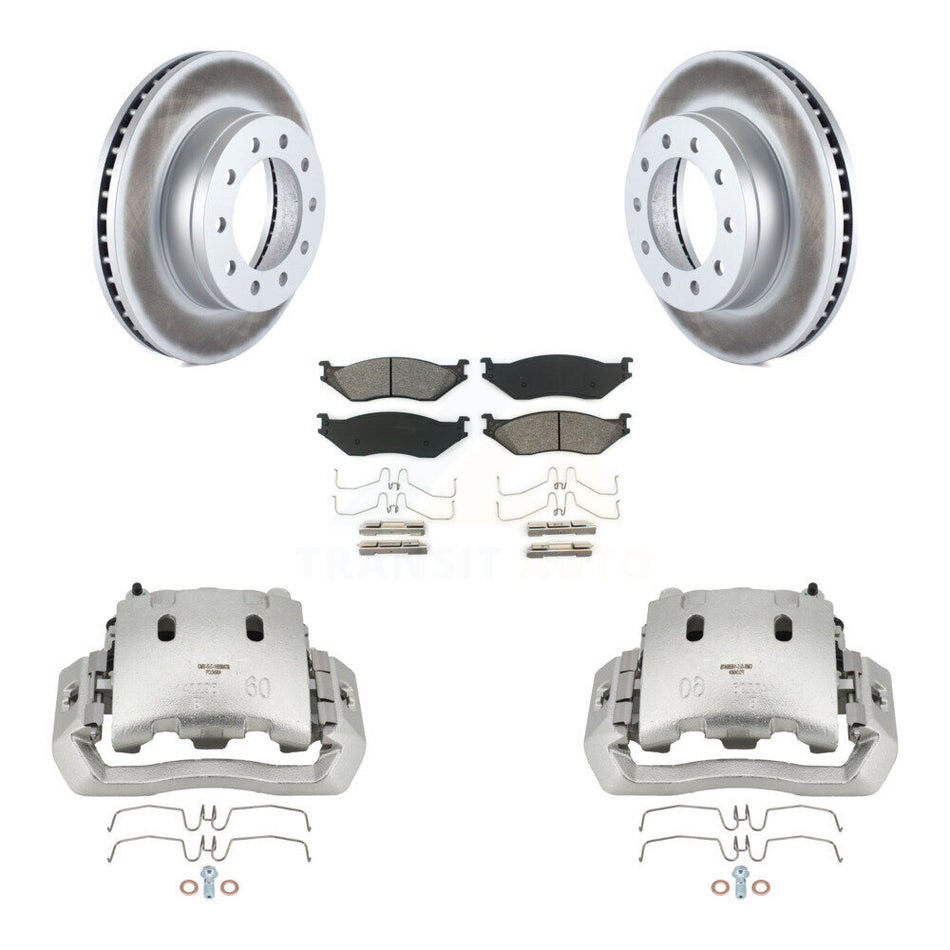 Front Brake Caliper Coat Rotor And Semi-Metallic Pad Kit For Ford F-450 Super Duty F-550 KCG-100637S