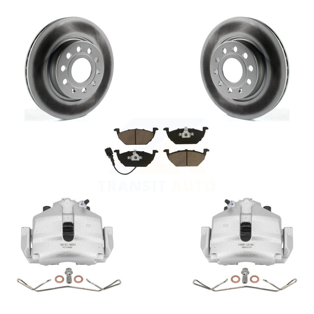 Front Disc Brake Caliper Coated Rotors And Ceramic Pads Kit For Volkswagen Jetta KCG-100638C