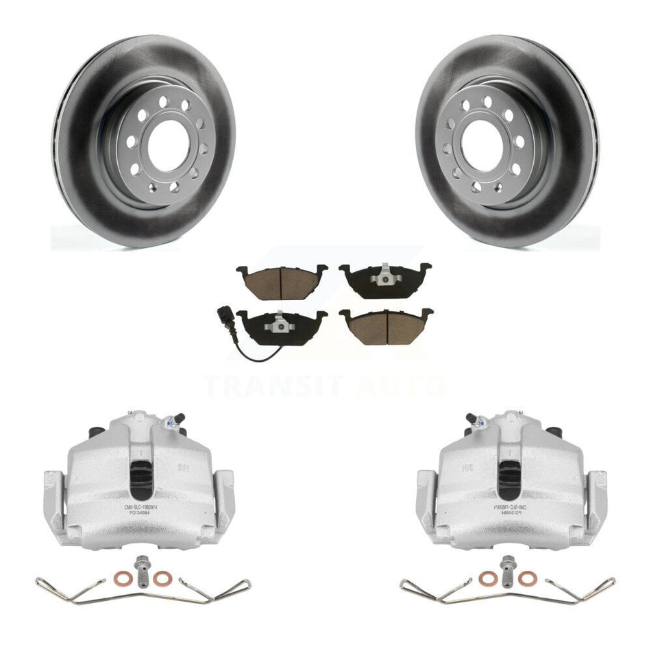 Front Disc Brake Caliper Coated Rotors And Ceramic Pads Kit For Volkswagen Jetta KCG-100638C