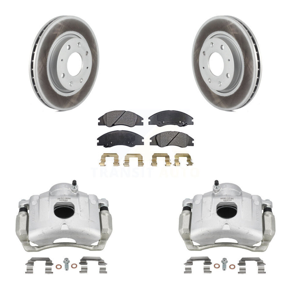 Front Disc Brake Caliper Coated Rotor And Semi-Metallic Pad Kit For Kia Spectra Spectra5 KCG-100638P