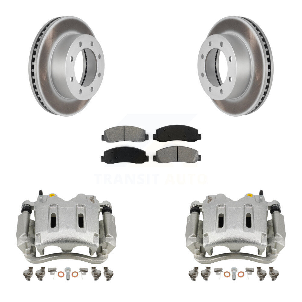 Front Brake Caliper Coat Rotor And Semi-Metallic Pad Kit For Ford F-250 Super Duty F-350 KCG-100638S