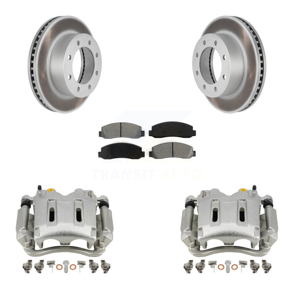 Front Brake Caliper Coat Rotor And Semi-Metallic Pad Kit For Ford F-250 Super Duty F-350 KCG-100638S