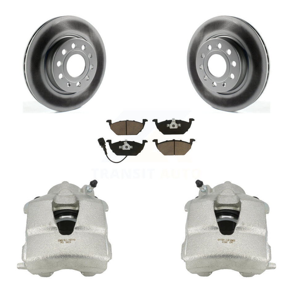 Front Disc Brake Caliper Coated Rotors And Ceramic Pads Kit For Volkswagen Jetta KCG-100639C