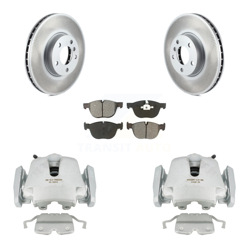 Front Disc Brake Caliper Coated Rotors And Semi-Metallic Pads Kit For BMW X5 X6 KCG-100639S