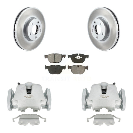 Front Disc Brake Caliper Coated Rotors And Semi-Metallic Pads Kit For BMW X5 X6 KCG-100639S