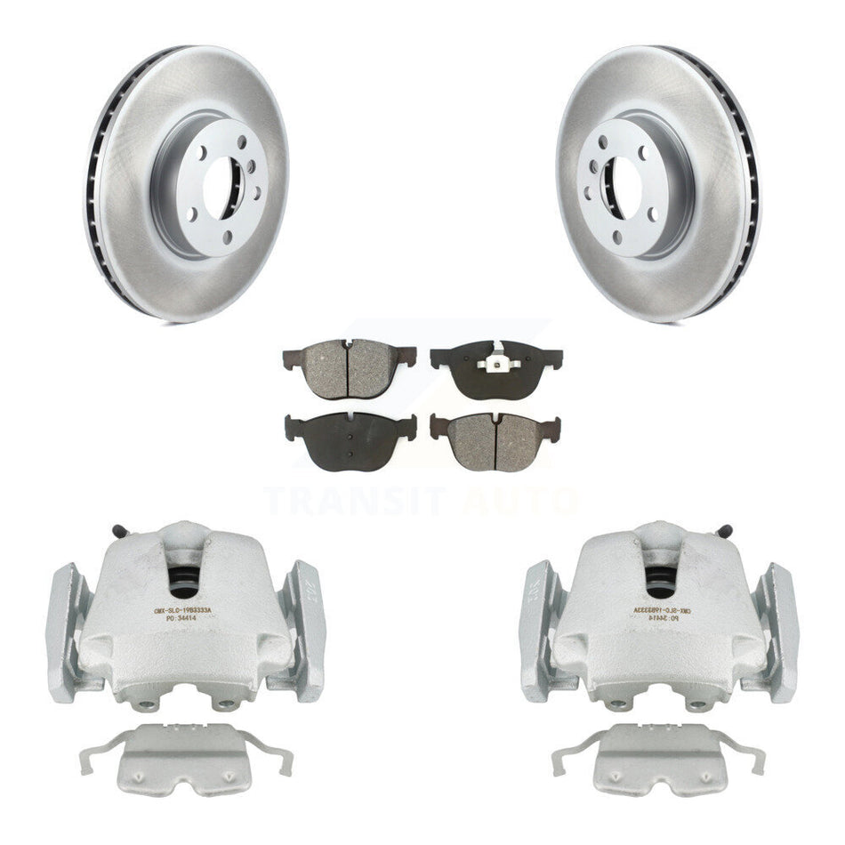Front Disc Brake Caliper Coated Rotors And Semi-Metallic Pads Kit For BMW X5 X6 KCG-100639S