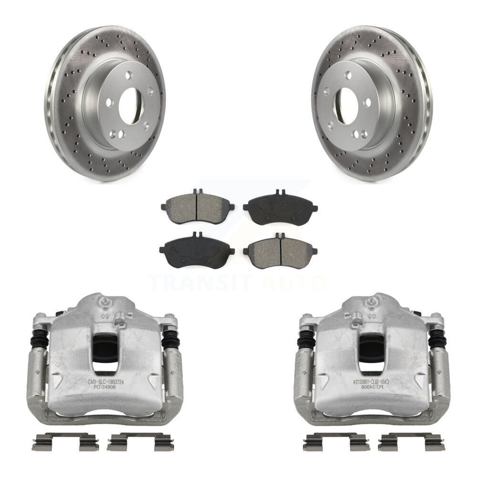 Front Disc Brake Caliper Coated Rotors And Semi-Metallic Pads Kit For Mercedes-Benz C250 KCG-100640S
