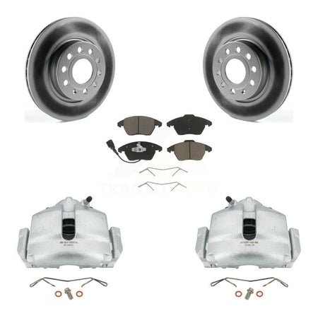 Front Disc Brake Caliper Coat Rotor & Ceramic Pad Kit For Volkswagen GTI Audi A3 Quattro KCG-100641C
