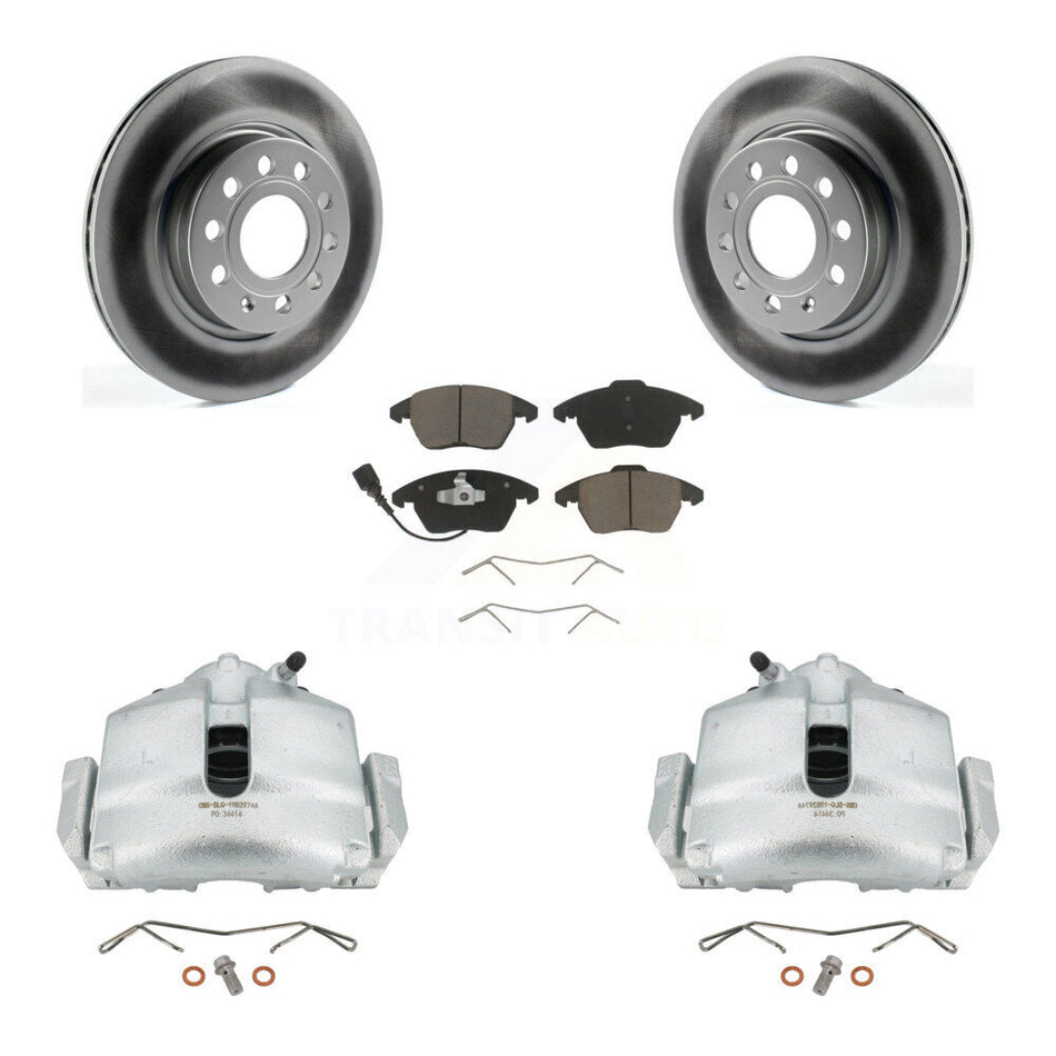 Front Disc Brake Caliper Coat Rotor & Ceramic Pad Kit For Volkswagen GTI Audi A3 Quattro KCG-100641C