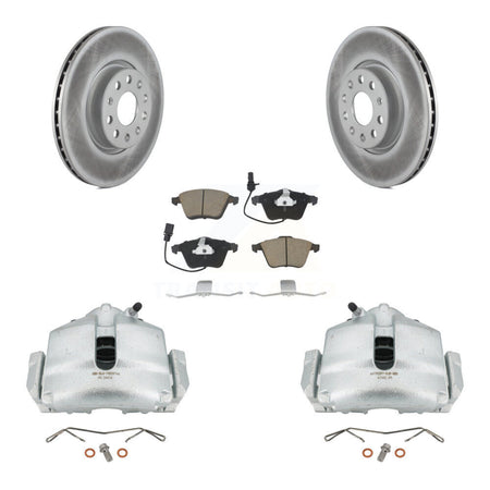 Front Disc Brake Caliper Coated Rotors And Ceramic Pads Kit For 2010 Volkswagen CC 3.6L KCG-100642C