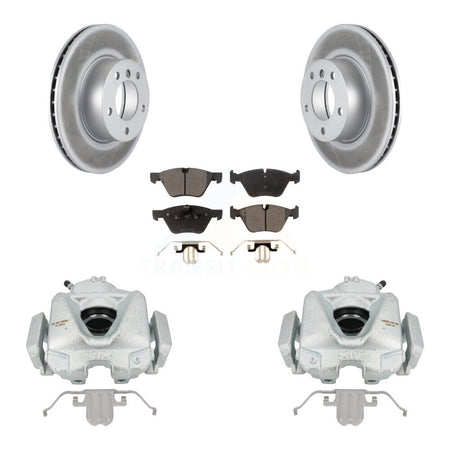 Front Disc Brake Caliper Coated Rotors And Semi-Metallic Pads Kit For BMW 323i KCG-100642P