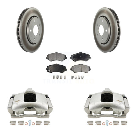 Front Disc Brake Caliper Coated Rotors And Ceramic Pads Kit For 2009-2011 Dodge Journey KCG-100642T