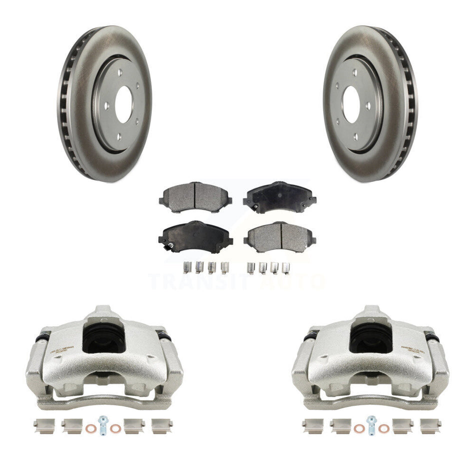Front Disc Brake Caliper Coated Rotors And Ceramic Pads Kit For 2009-2011 Dodge Journey KCG-100642T