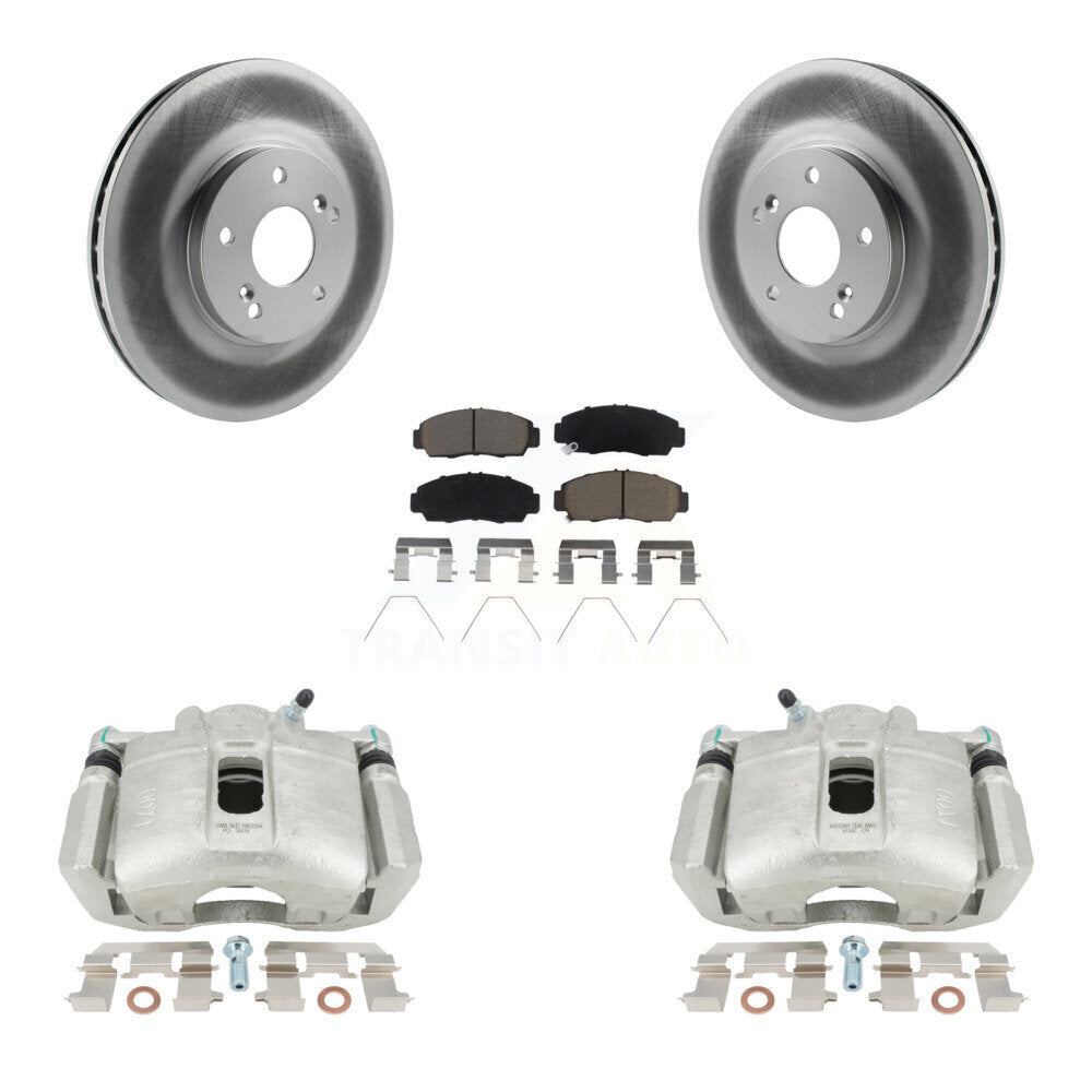 Front Disc Brake Caliper Coated Rotors And Ceramic Pads Kit For Honda Accord Acura TSX KCG-100646C