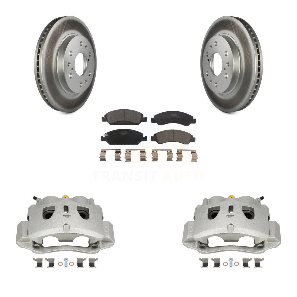 Front Disc Brake Caliper Coated Rotor And Ceramic Pad Kit For 2016 Chevrolet Suburban HD KCG-100646T